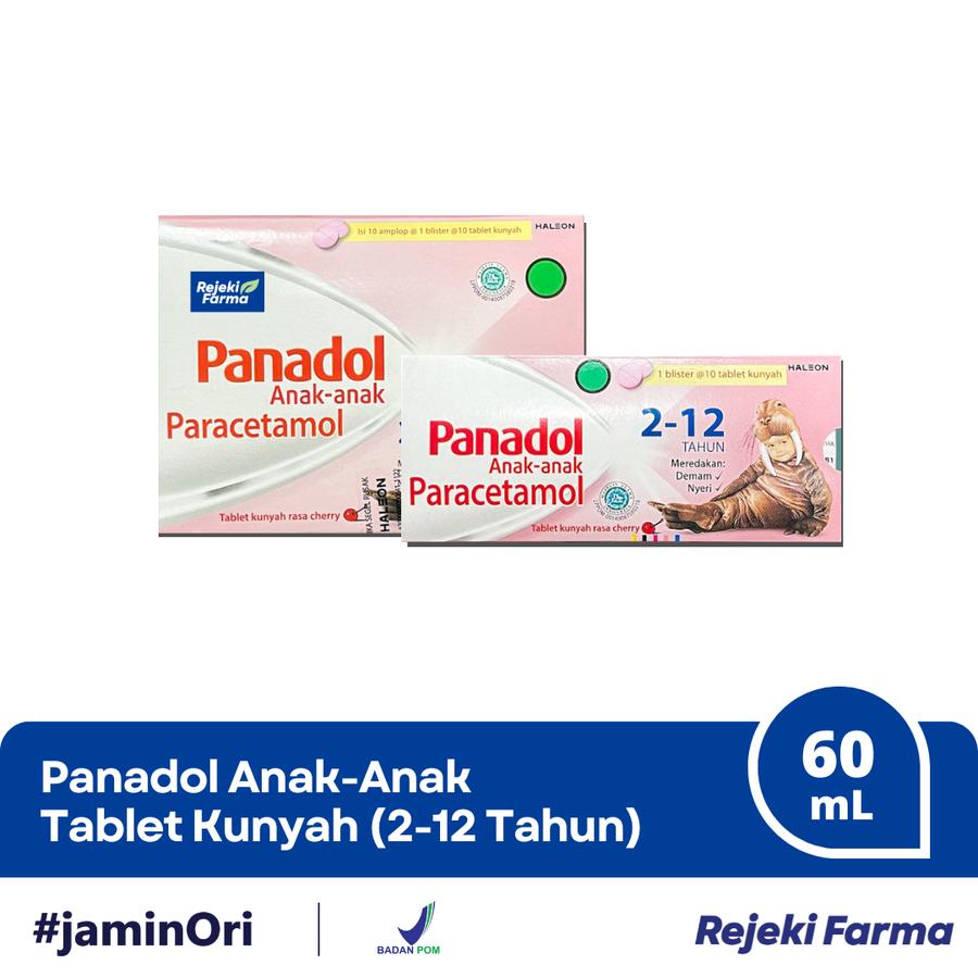 Panadol Anak-anak Paracetamol Chewable ( 2-12 tahun ) - 1 Strip isi 10 Tablet Kunyah