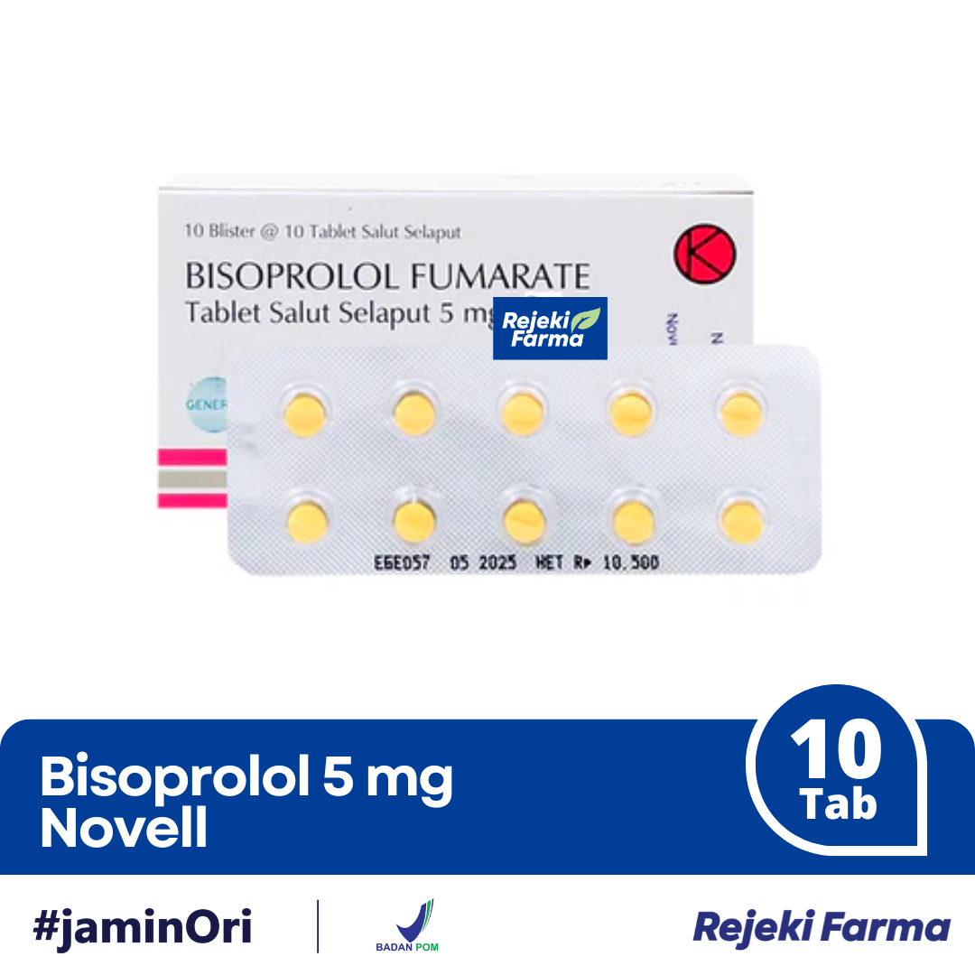 Bisoprolol 5 mg Novell - 1 Strip isi 10 Tablet
