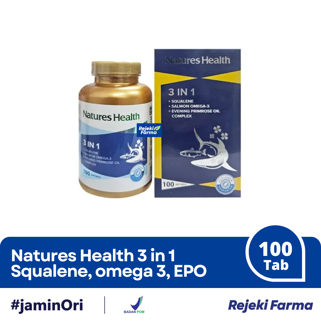 Natures Health 3 in 1 Squalene Salmon Omega 3 - 100 Softgel