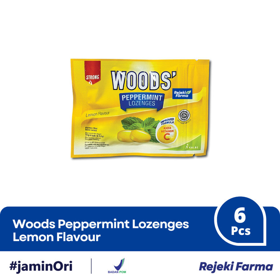 Woods Peppermint Lozenges Permen Rasa Honey Lemon Madu - 1 Strip isi 6 Tablet
