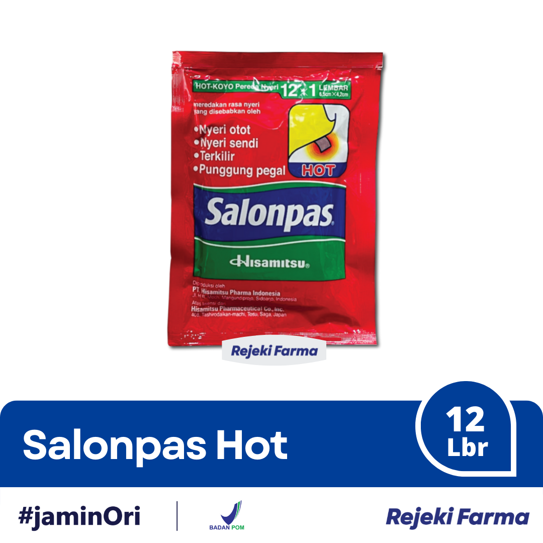 Salonpas Hot Koyo Pereda Nyeri - 1 Strip 12 Lembar (6,5cm X 4,2cm)