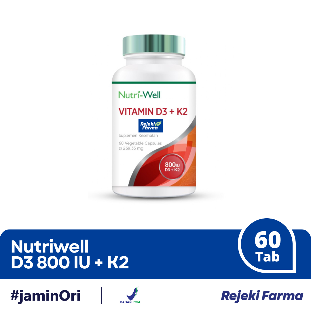 Nutriwell Vitamin D3 800IU + K2 - 60 Tablet