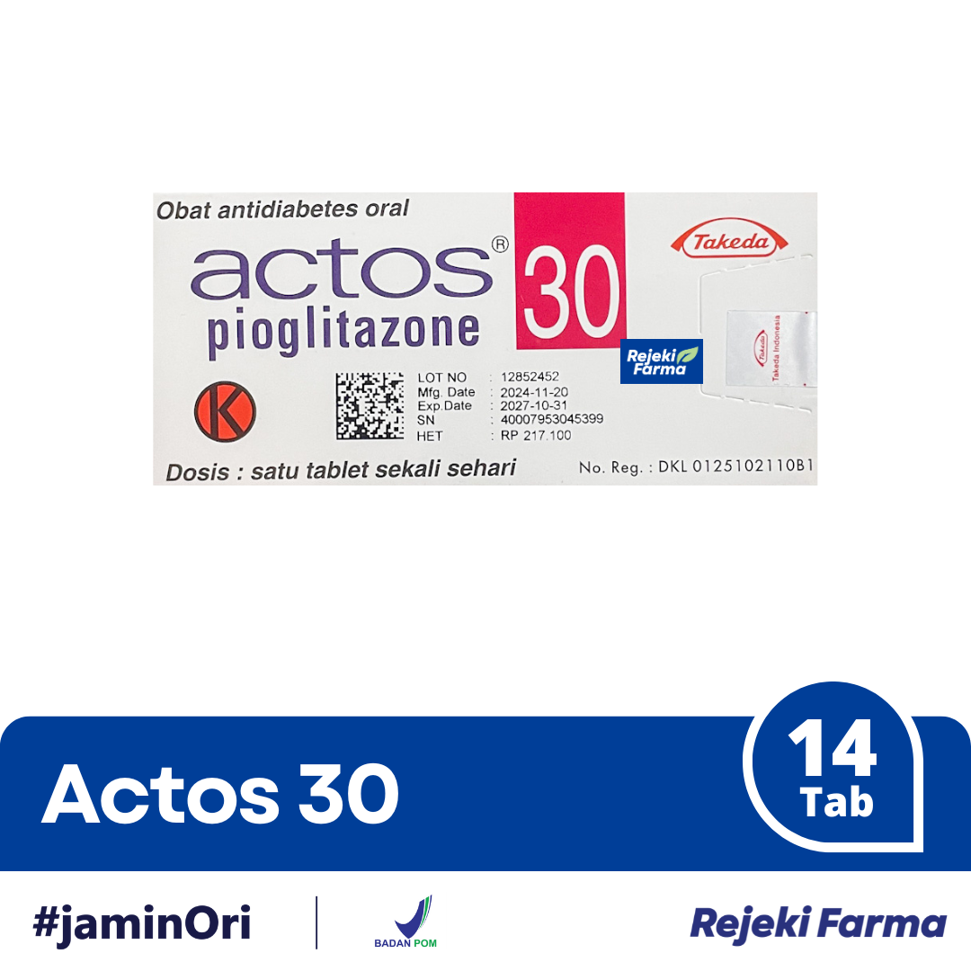 Actos 30 mg Pioglitazon - 1 Strip isi 14 Tablet