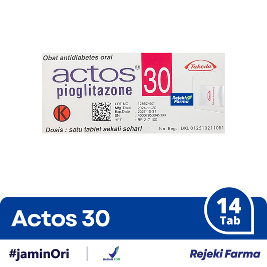 Actos 30 mg Pioglitazon - 1 Strip isi 14 Tablet