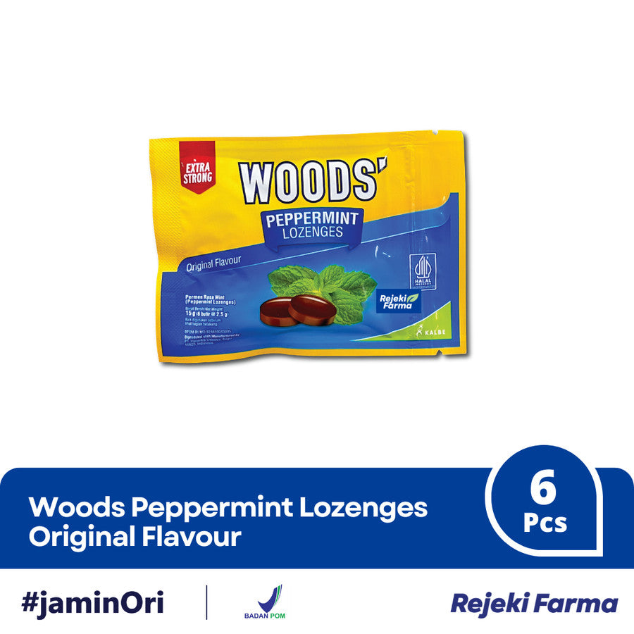 Woods Peppermint Lozenges Permen Rasa Original - 1 Strip isi 6 Tablet