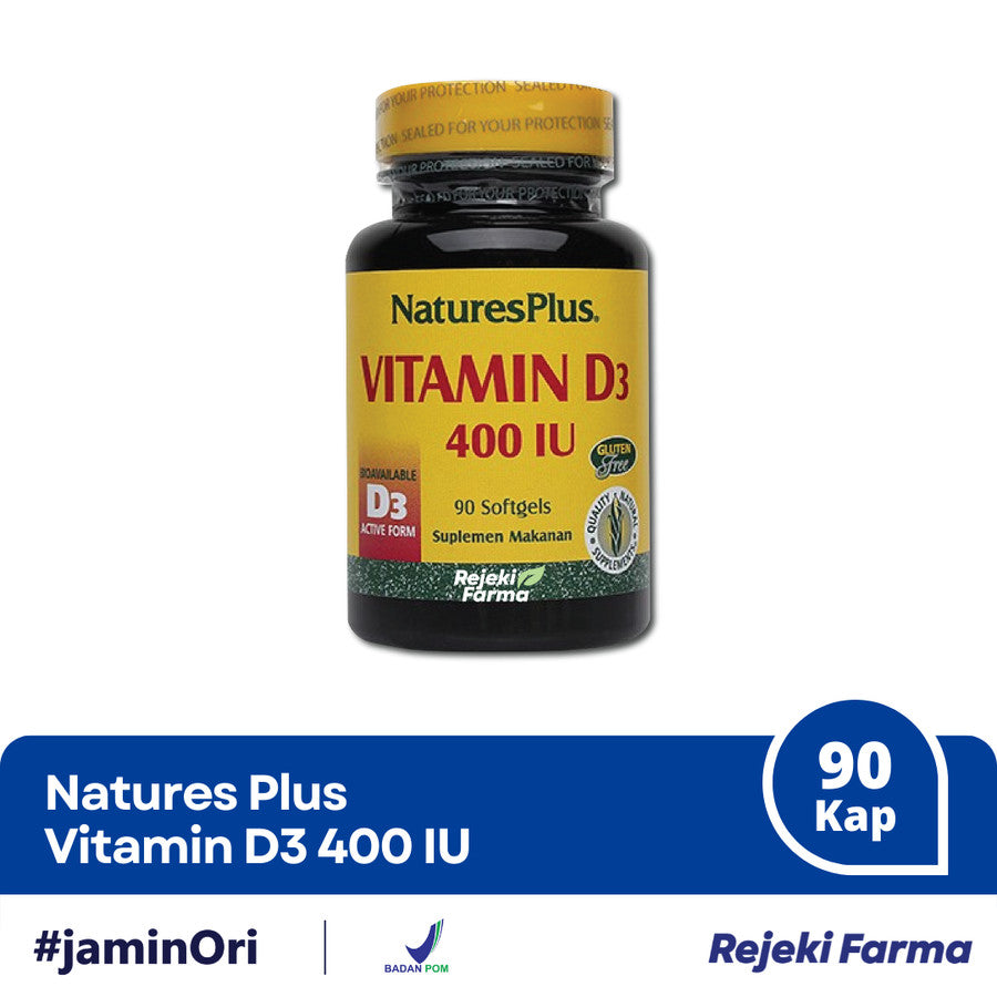 Natures Plus Vitamin D3 400 IU - 90 Kapsul Lunak