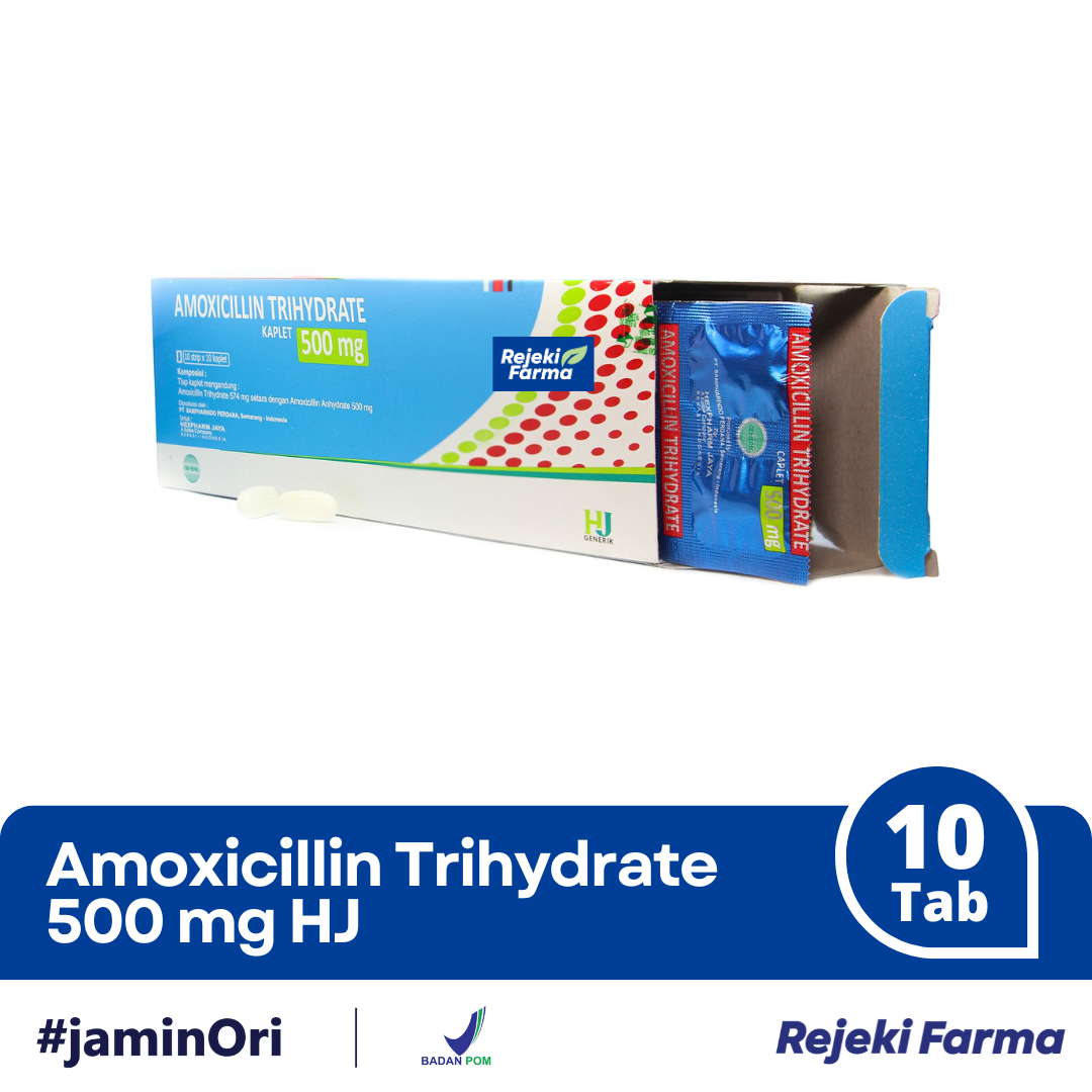 Amoxicillin Trihydrate 500 mg HJ - 1 Strip isi 10 Tablet