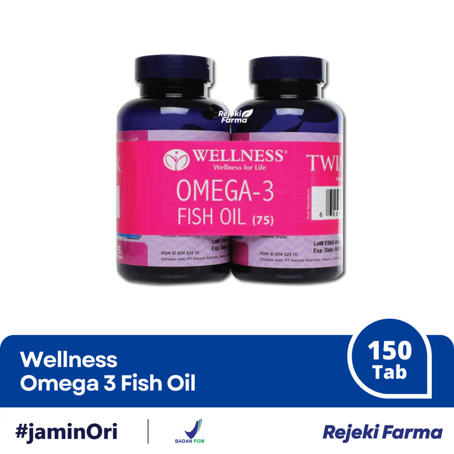 Wellness Omega 3 Fish Oil - 75 + 75 softgels twin pack