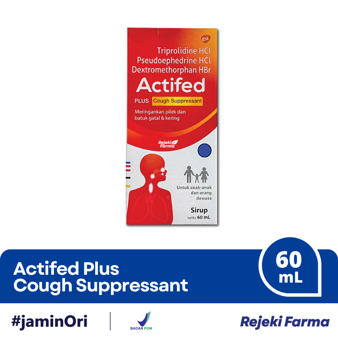 Actifed Plus Cough Supperssant Sirup Merah - 60 mL