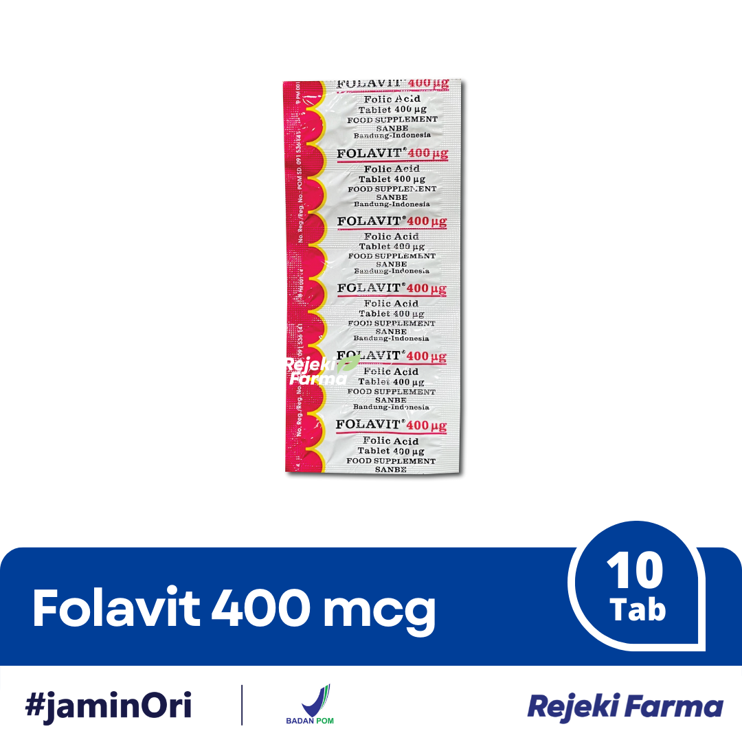 Folavit 400 Mcg Strip - 1 Strip isi 10 Tablet