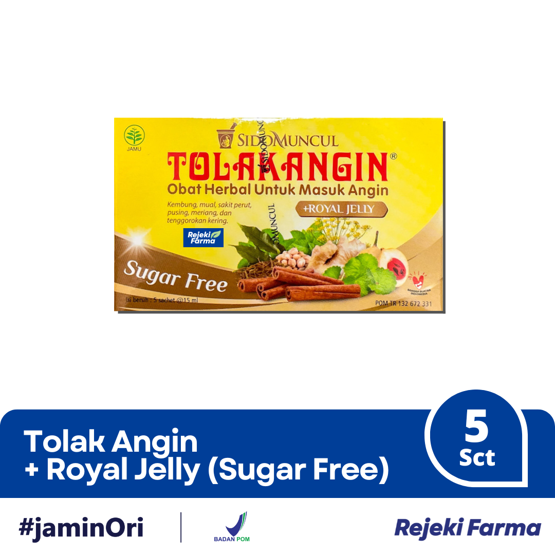 Tolak Angin + Royal Jelly Sugar Free (Bebas Gula) - 1 Box Isi 5 Sachet