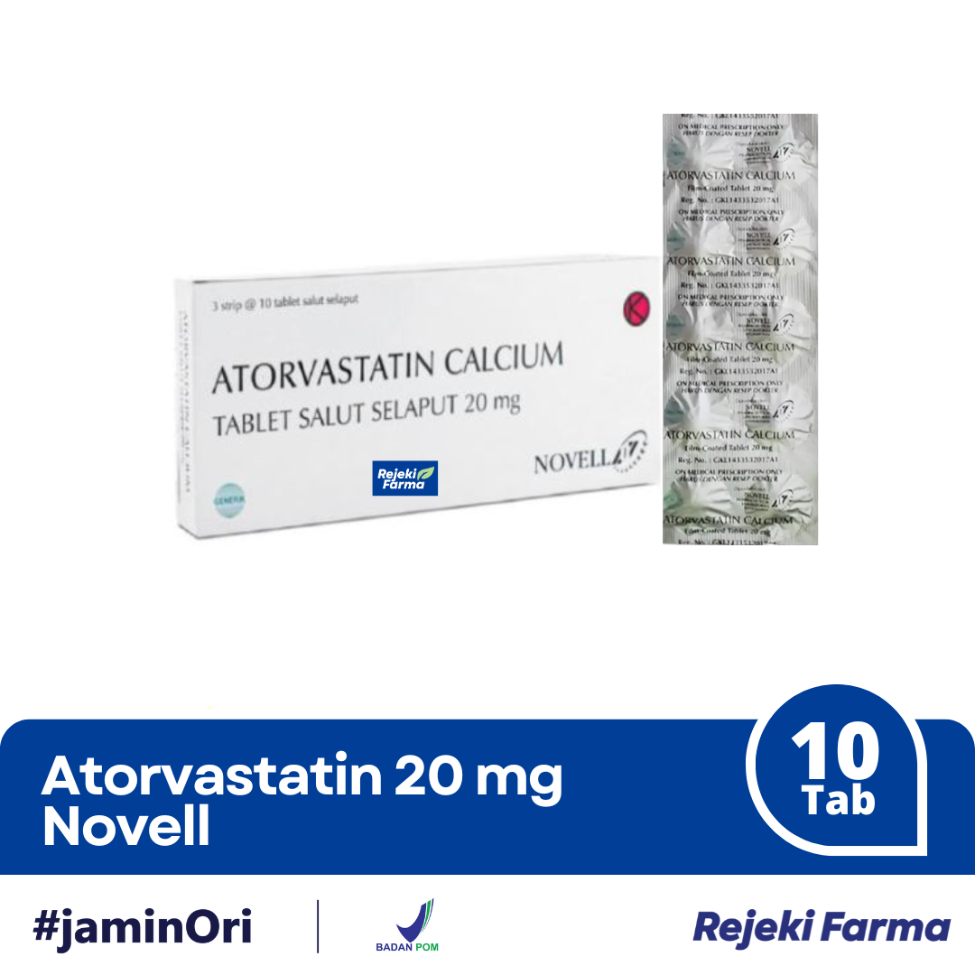 Atorvastatin 20 mg Novell - 1 Strip isi 10 Tablet