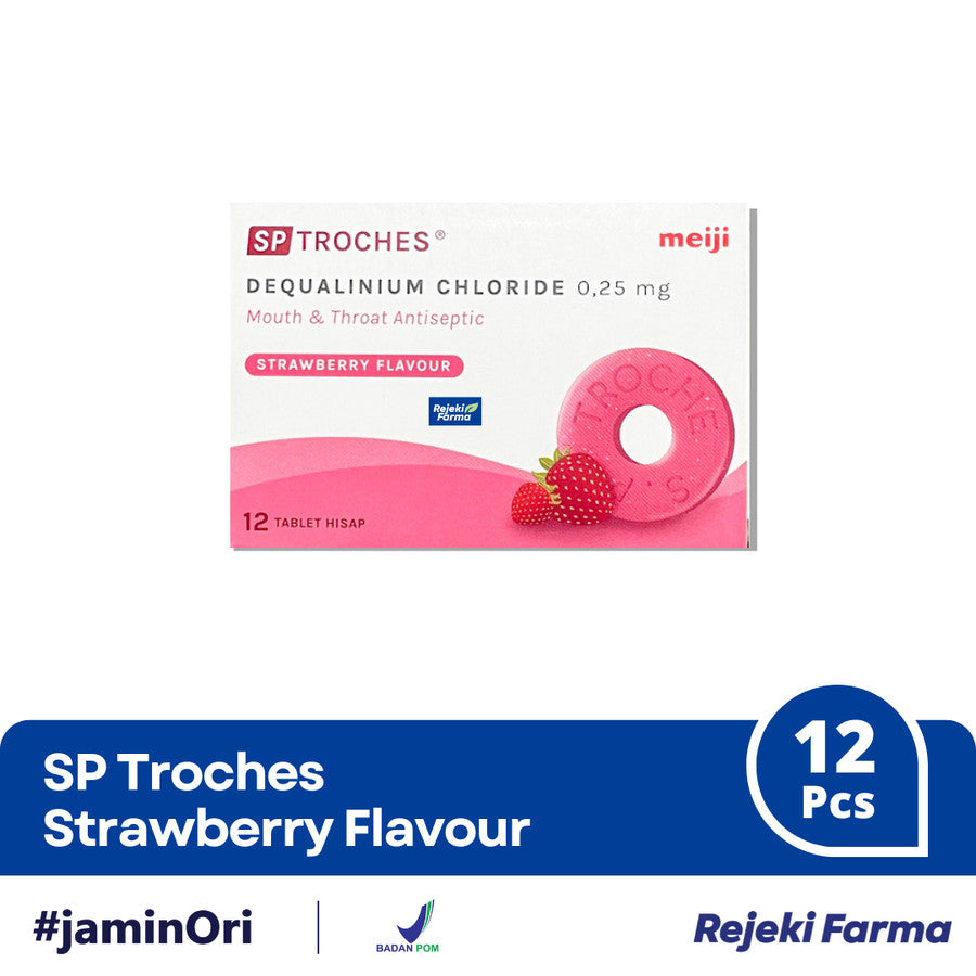SP Troches Meiji ( Rasa Strawberry ) - 1 Box isi 12 Tablet Hisap
