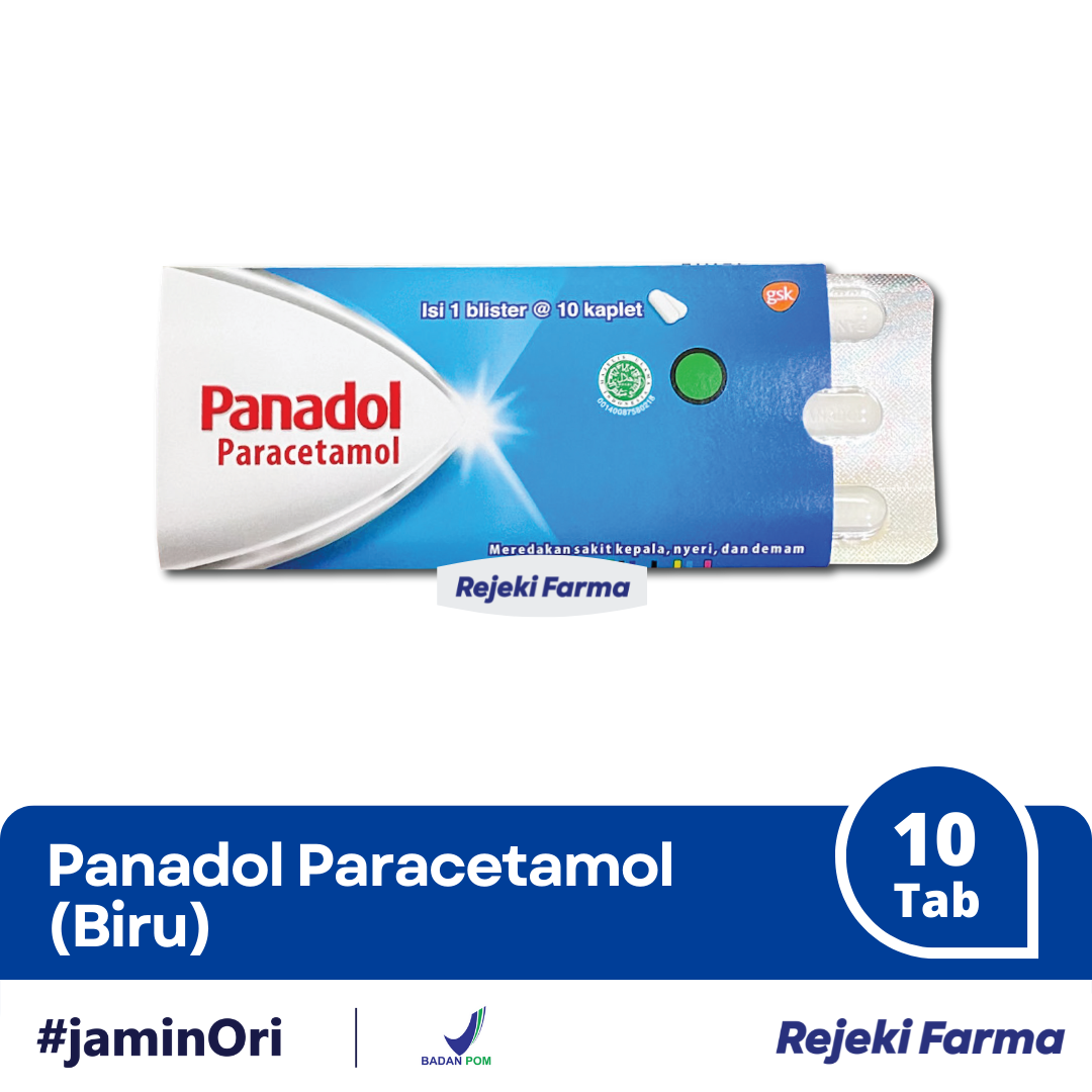 Panadol Biru Paracetamol - 1 Strip isi 10 Tablet