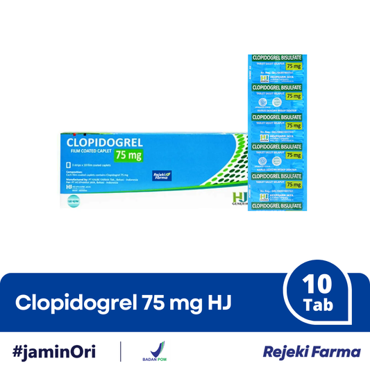 Clopidogrel 75mg HJ - 1 Strip 10 Tablet