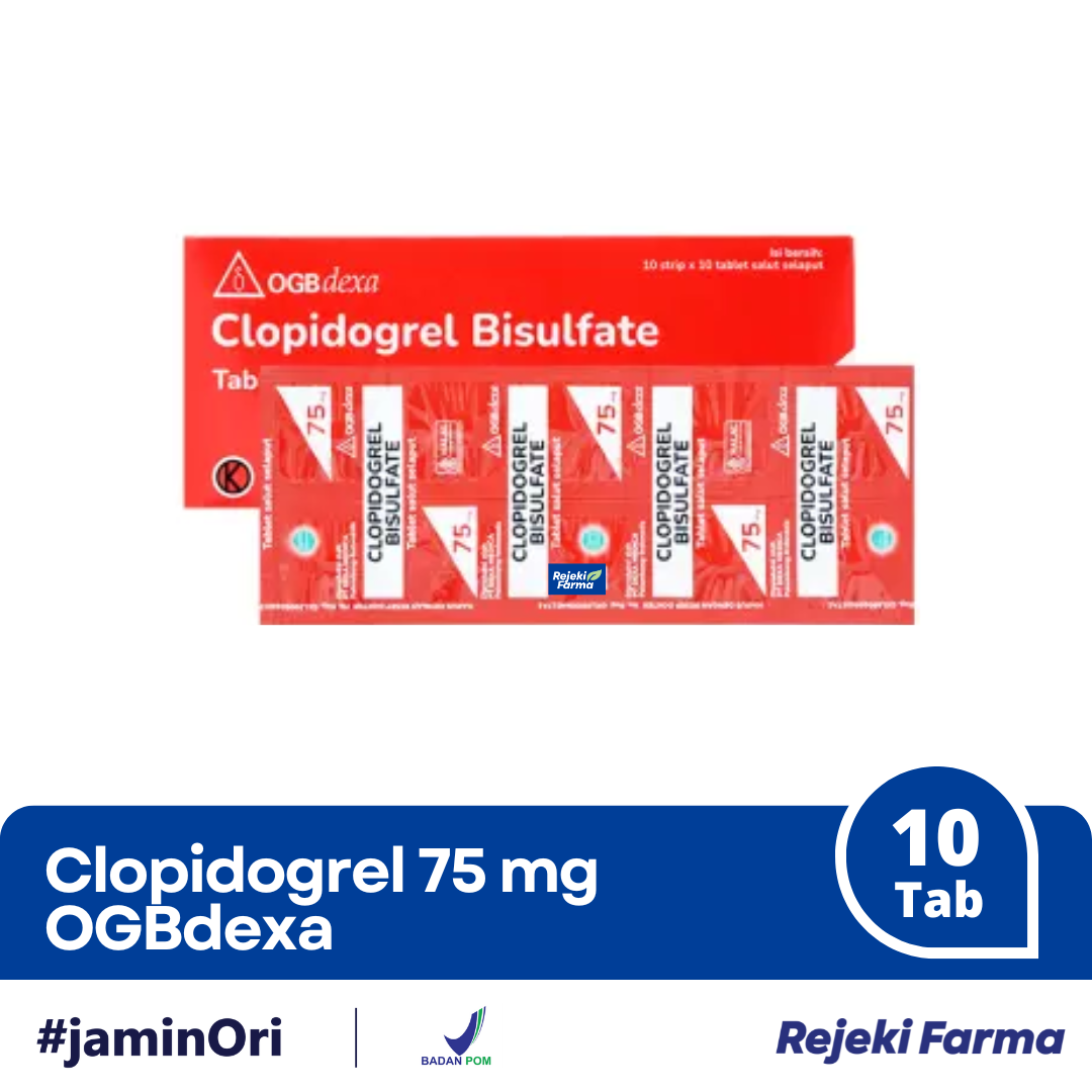 Clopidogrel 75 mg  OGB Dexa - 1 Strip 10 Tablet