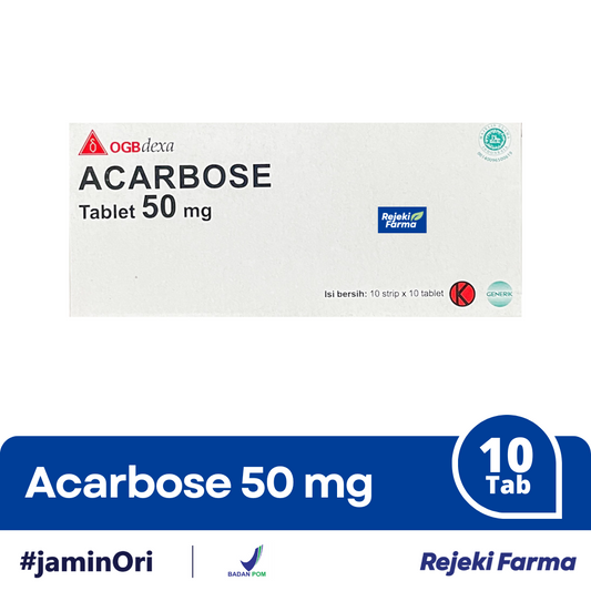 Acarbose 50 mg OGBdexa -  1 Strip isi 10 Tablet