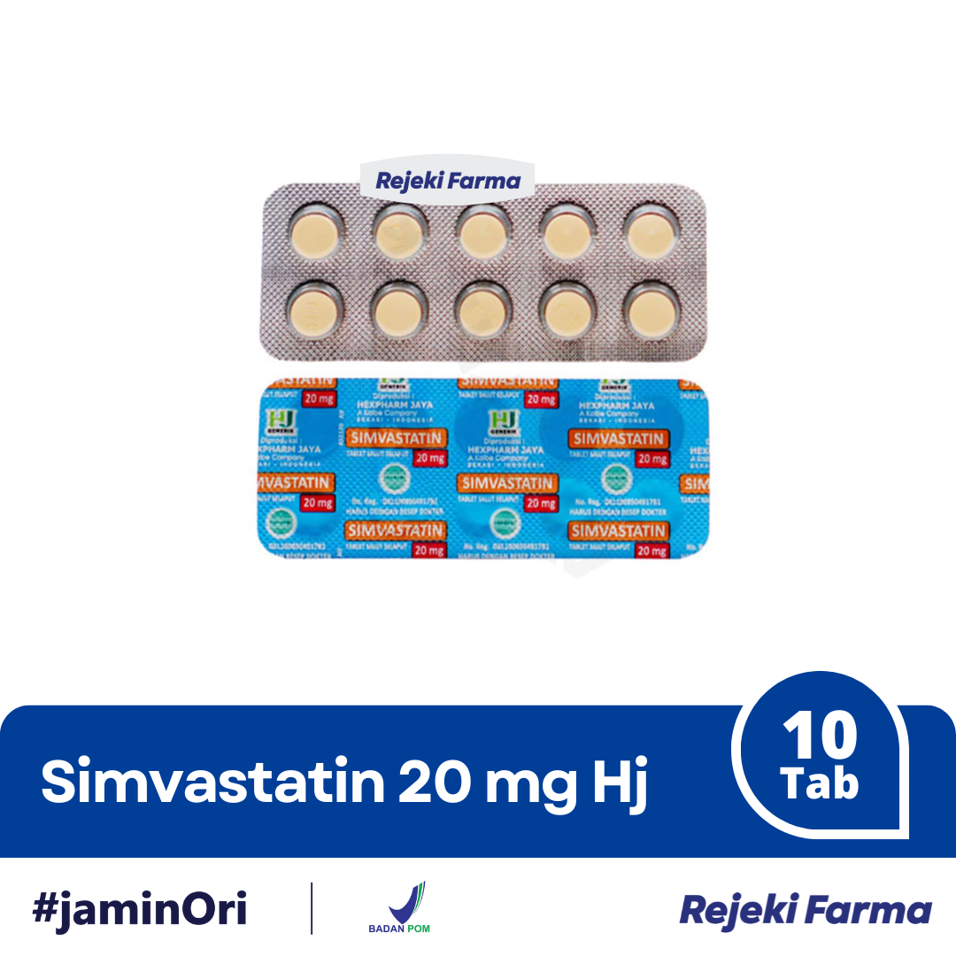 Simvastatin 20 mg HJ - 1 Strip isi 10 Tablet