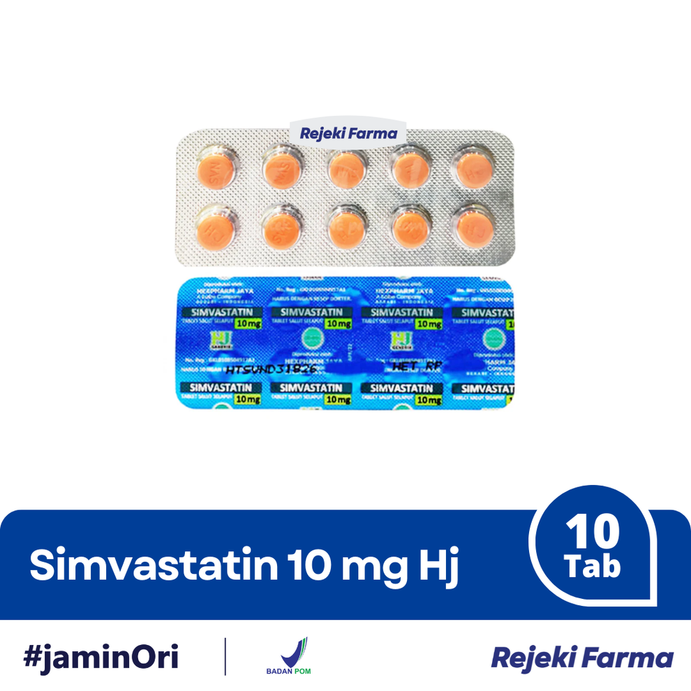 Simvastatin 10 mg HJ - 1 Strip isi 10 Tablet – Apotek Rejeki Farma