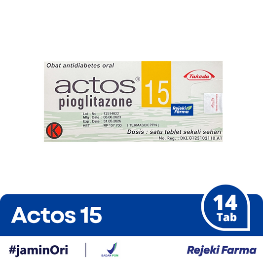 Actos 15 mg Pioglitazon - 1 Strip isi 14 Tablet