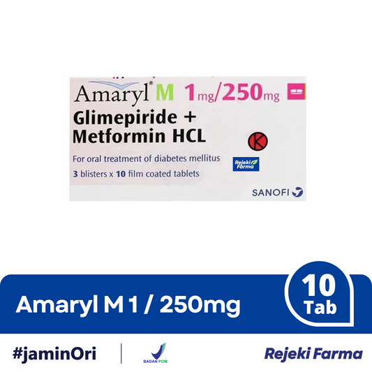 Amaryl M 1/250 mg - 1 Strip isi 10 tablet