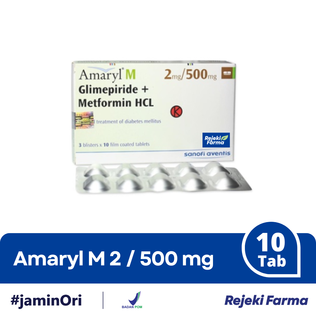 Amaryl M 2/500 mg - 1 Strip isi 10 Tablet
