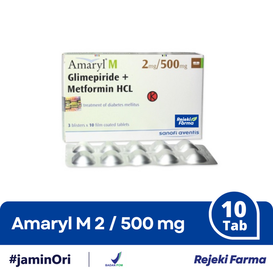Amaryl M 2/500 mg - 1 Strip isi 10 Tablet