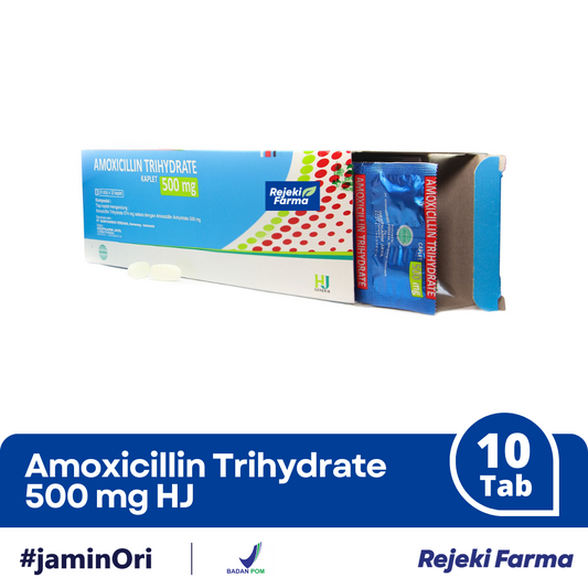 Amoxicillin Trihydrate 500 mg HJ -  1 Strip isi 10 Tablet