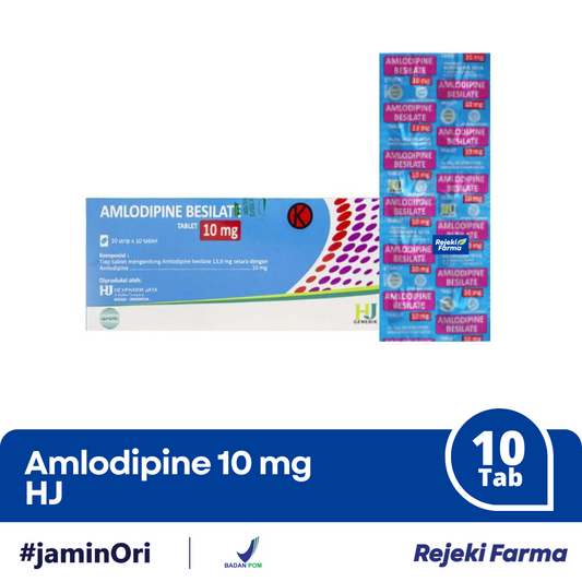 Amlodipine 10 mg HJ - 1 Strip isi 10 Tablet