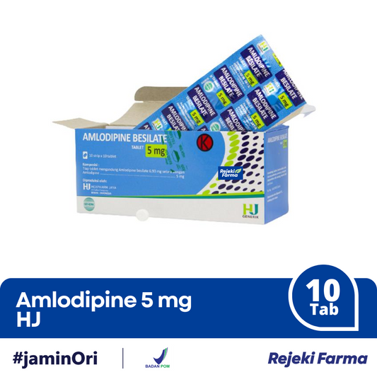 Amlodipine 5 mg HJ - 1 Strip isi 10 Tablet