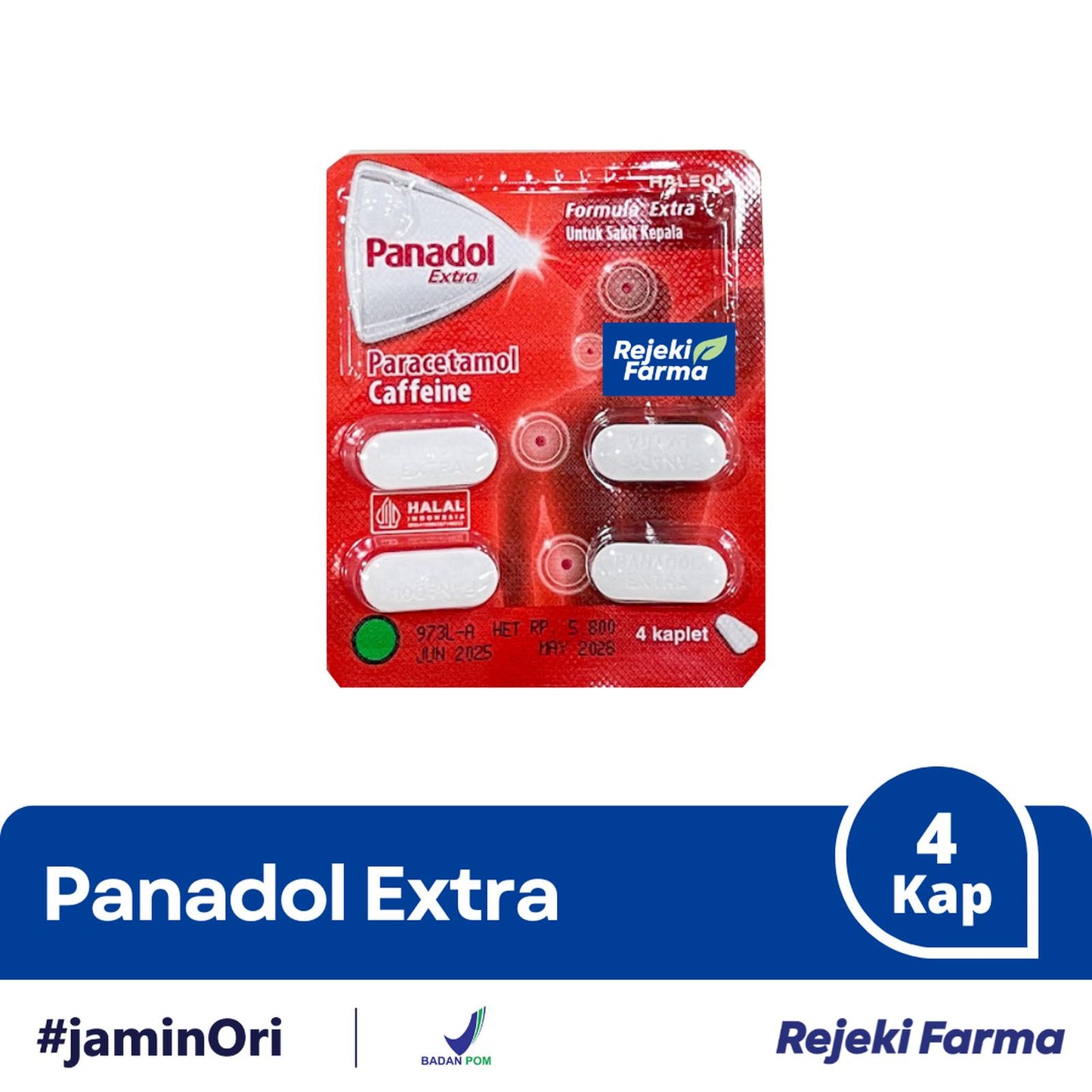 Panadol Merah Extra - 1 Strip isi 4 Tablet
