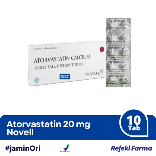 Atorvastatin 20 mg Novell - 1 Strip isi 10 Tablet