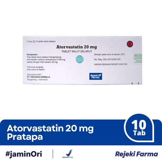 Atorvastatin 20 mg Pratapa - 1 Strip isi 10 Tablet
