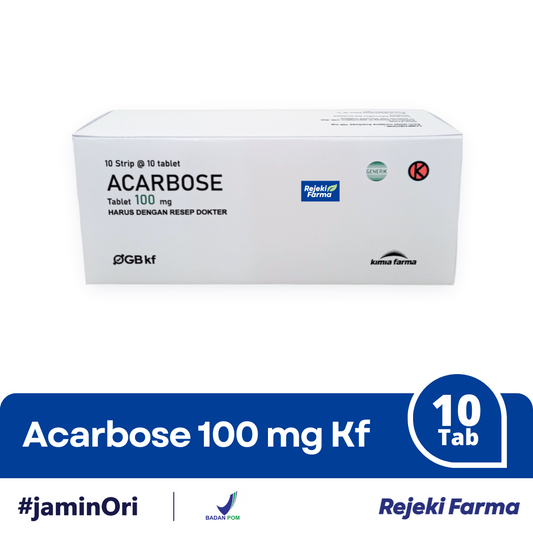 Acarbose 100 mg kimia Farma - 1 Strip isi 10 Tablet