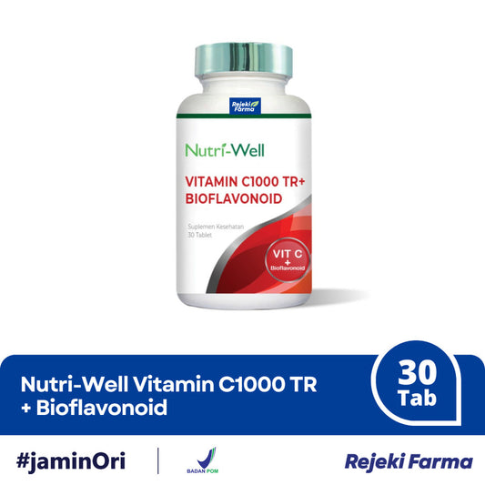 Nutriwell Vitamin C buffered 1000mg TR Time Release + Bioflavonoidm - 30 tablet